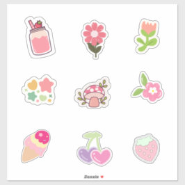 Pegatina Cute Pink-Themed Stickers for Spring & Summer Vibe