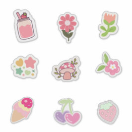 Pegatina Cute Pink-Themed Stickers for Spring & Summer Vibe