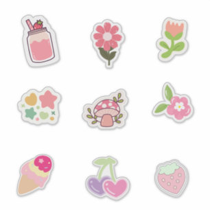 Pegatina Cute Pink-Themed Stickers for Spring & Summer Vibe
