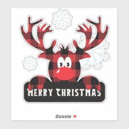Pegatina Cute Plaid Reindeer Merry Christmas Holiday Vinyl