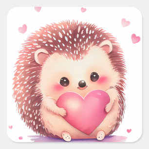 Pegatina Cute Porcupine Valentine Square