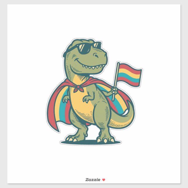 Pegatina Cute Pride Dinosaur Vector Diseño de Camiseta_1 (Hoja)