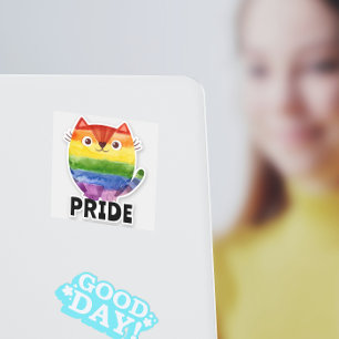 Pegatina Cute Pride Kitty Watercolor Vinyl Decal