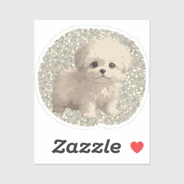 Pegatina cute puddle dog (Hoja)