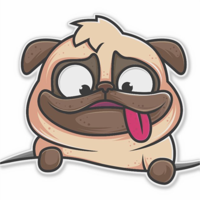 Pegatina Cute Pug (Anverso)