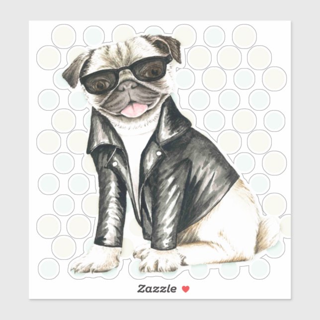 Pegatina Cute Pug (Hoja)