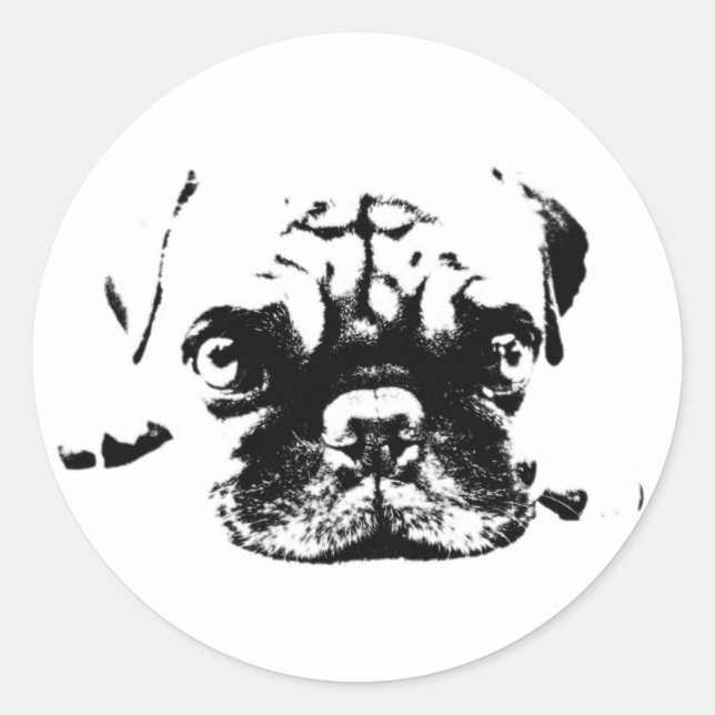 Pegatina Cute Pug Vintage Hipster (Anverso)