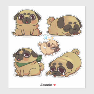 Pegatina Cute Pugs