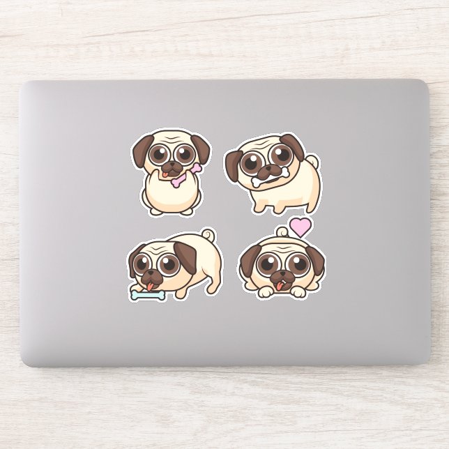 Pegatina Cute Pugs (Ordenador)