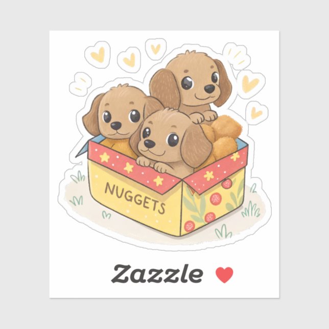 Pegatina Cute puppies nuggets (Hoja)