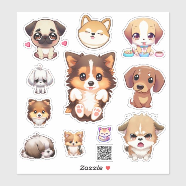 Pegatina cute puppy stickers (Hoja)