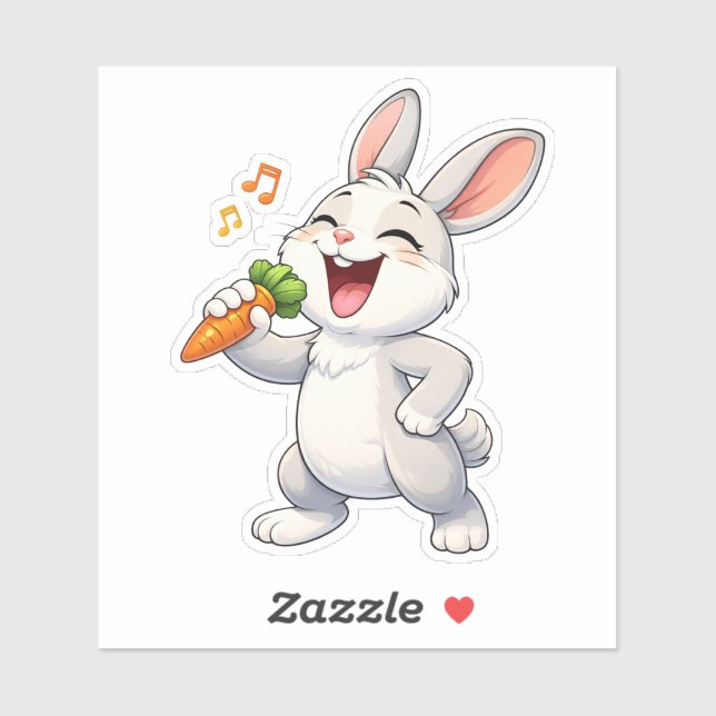 Pegatina Cute Rabbit Singing Custom-Cut Vinyl Sticker (Hoja)