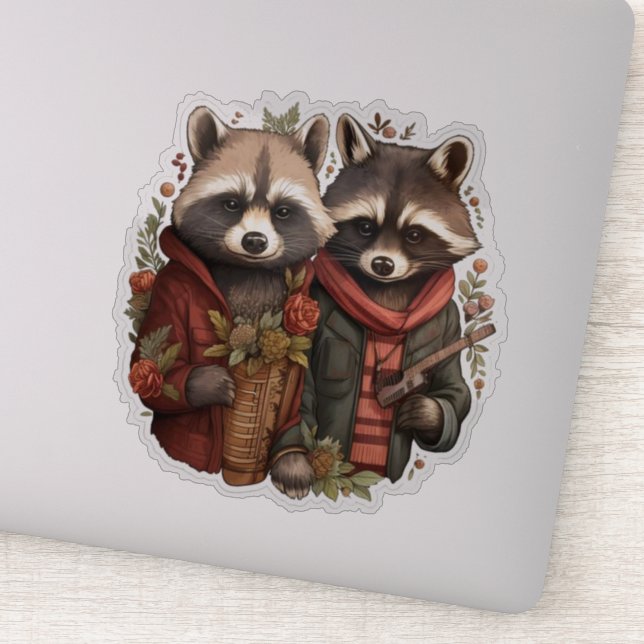 Pegatina Cute Raccoons (Detalle)