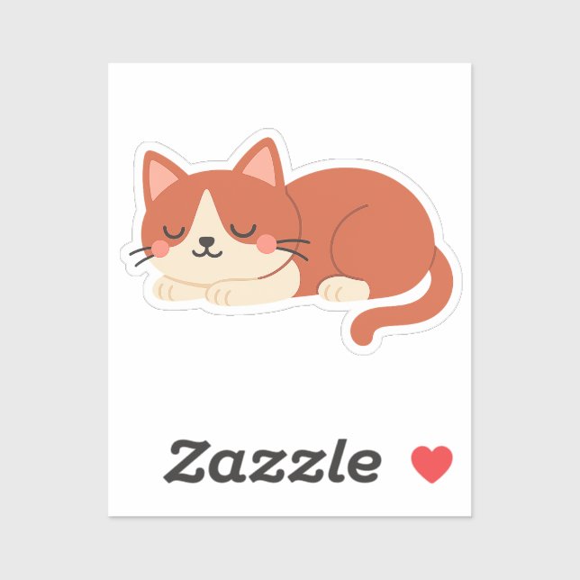 Pegatina Cute Red and White Cat – Sleeping Kitty (Hoja)