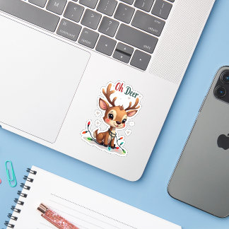 Pegatina Cute Reindeer “Oh Deer” Holiday Sticker