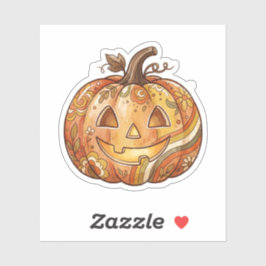 Pegatina Cute Retro Calabaza Vintage 70s Naranja Halloween 