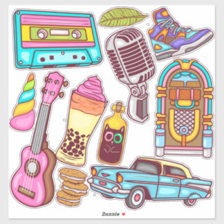 Pegatina Cute Retro Sticker