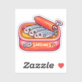 Pegatina Cute Sardines Can Pink Orange