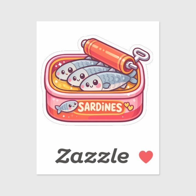 Pegatina Cute Sardines Can Pink Orange (Hoja)
