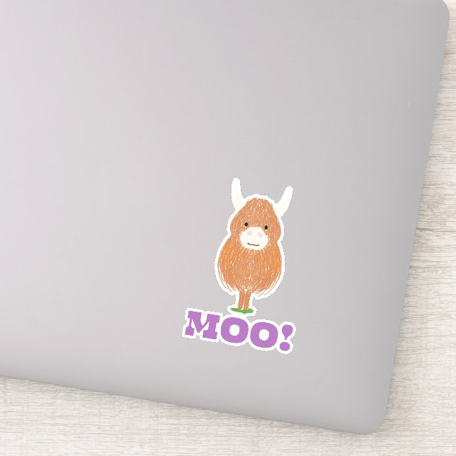 Pegatina Cute Scottish Highland Cow (Detalle)