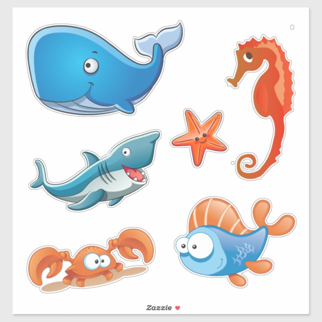 Pegatina Cute Sea Life (Hoja)
