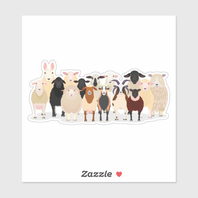 Pegatina cute sheep group sticker (Hoja)