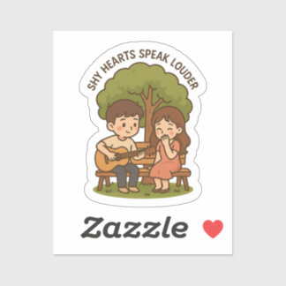 Pegatina Cute Shy Love Guitar Pareja