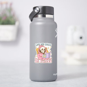 Pegatina Cute Skeleton Déjame Leer En Paz Vinyl