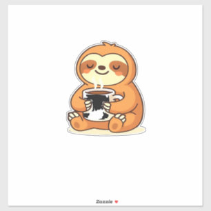 Pegatina Cute Sloth Relajándose con Café Caliente Camiseta