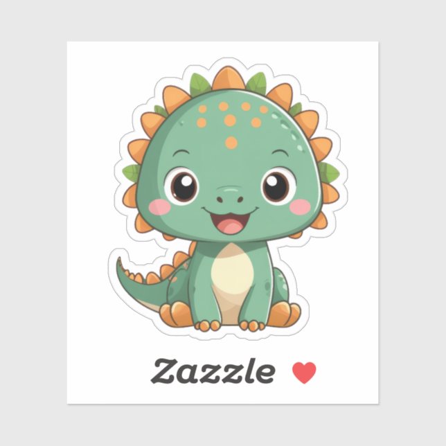 Pegatina Cute Smiling Dinosaur Illustration Vinyl Sticker (Hoja)