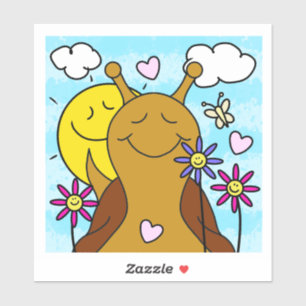 Pegatina Cute Snail Enviar Primavera De Sonrisas   Vinilo