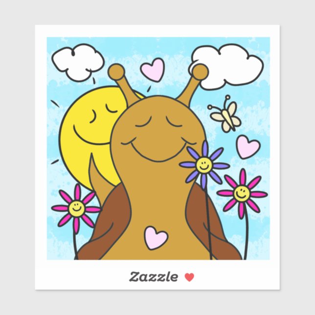 Pegatina Cute Snail Enviar Primavera De Sonrisas | Vinilo (Hoja)