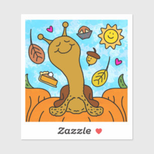 Pegatina Cute Snail Feliz Día de Acción de Gracias Vinyl