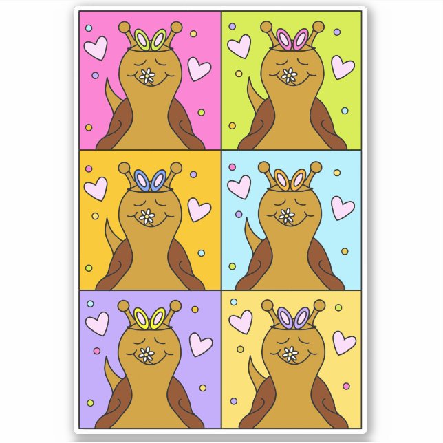 Pegatina Cute Snail Pop Art Bunny Ears Easter | Vinilo (Anverso)