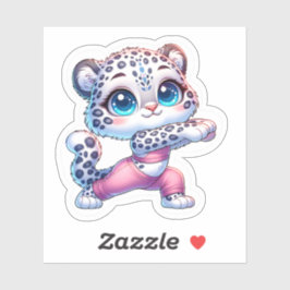 Pegatina Cute Snow Leopard Making Yoga Stickers 