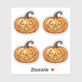 Pegatina Cute sonriente Naranja Personalizado calabazas Hal