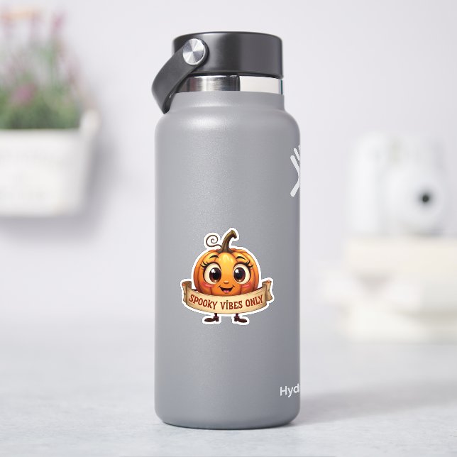 Pegatina Cute "Spooky Vibes Only" Pumpkin Halloween Sticker (hidrofrasco)