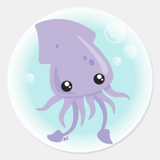 Pegatina Cute Squid (Anverso)