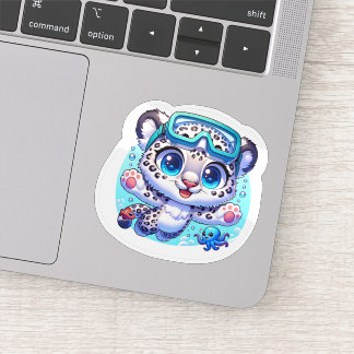 Pegatina Cute Stickers Snow Leopard Kawaii Sport Diving