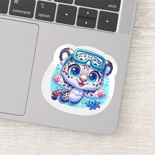 Pegatina Cute Stickers Snow Leopard Kawaii Sport Diving (Detalle)