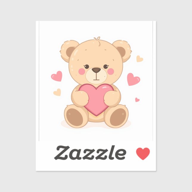 Pegatina Cute Teddy Bear Holding Heart – Valentine Love Ill (Hoja)