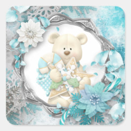 Pegatina Cute Teddy Bear Square