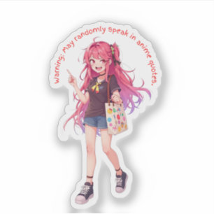 Pegatina Cute Teen Anime Girl Sticker – “Advertencia: Puede