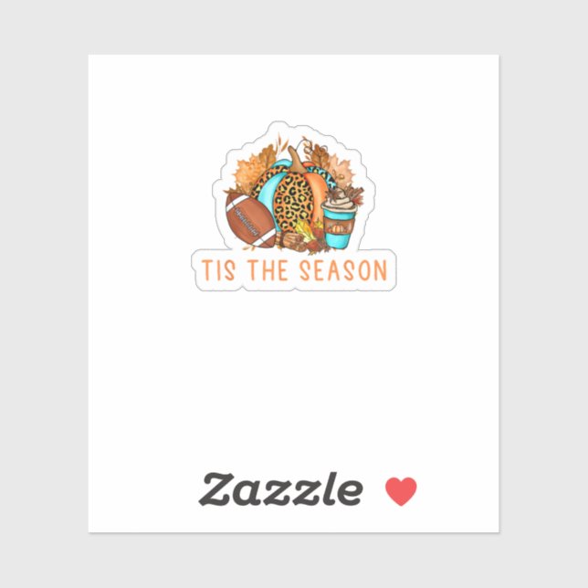 Pegatina Cute Tis The Season Pumpkin Spice Latte Fall Footb (Hoja)