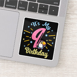 Pegatina Cute Toucan Novena Cumpleaños Chica de Nacimiento 