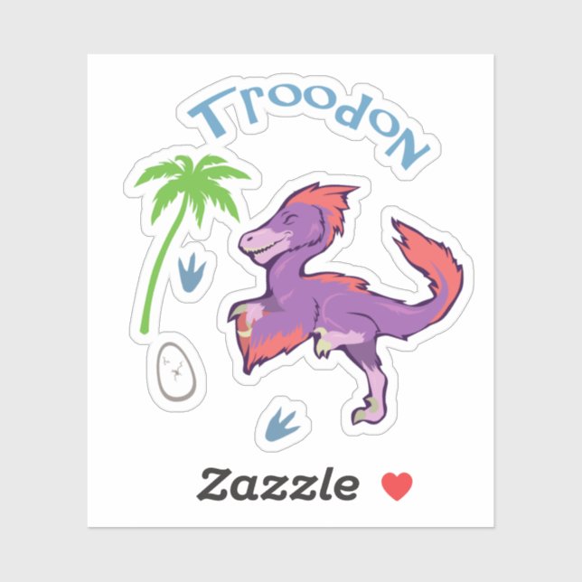 Pegatina Cute Troodon (Hoja)