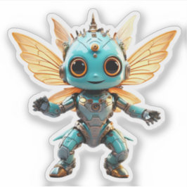 Pegatina Cute Turquoise Dancing Robot Pixie