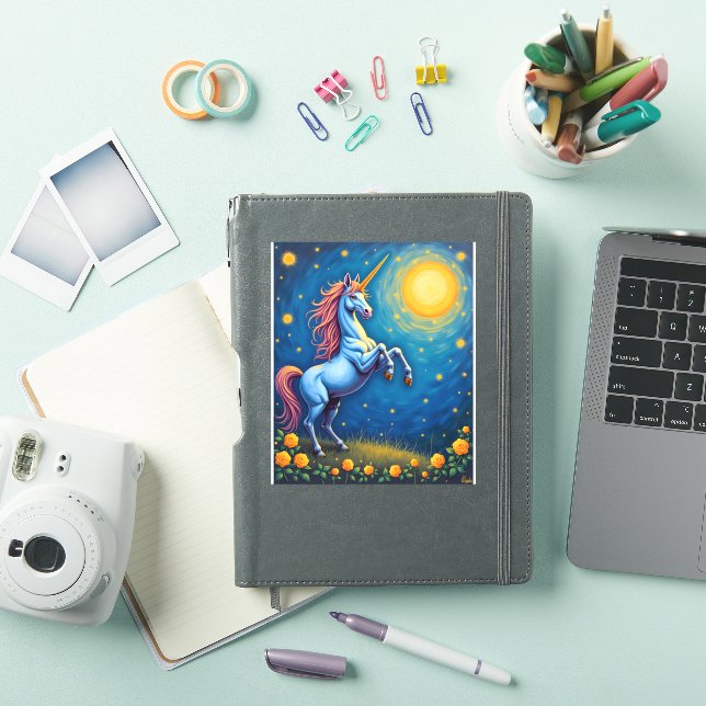 Pegatina Cute Unicorn Starry Night (4) (Funda para iPad)