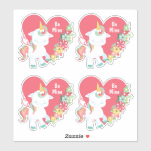 Pegatina Cute Unicornio sea mi corazón de San Valentín