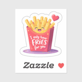 Pegatina Cute Valentine French Fries Pun